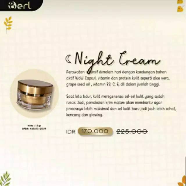 B Erl Intense Lightening Night Cream - Krim Malam - Pencerah &amp; Pemutih Wajah / penghilang komedo