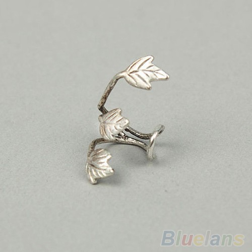 1 Pc Anting-anting Cincin Jepit Telinga Ear Cuff Desain Klasik Bentuk Daun Bahan Logam