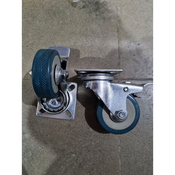 RODA KURSI TROLI LEMARI ETALASE + REM ABU2 2INCHI 50MM