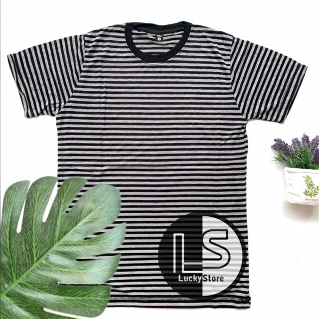  Kaos  Stripe HITAM  ABU Garis Kecil Kaos  Stripe Hitam  