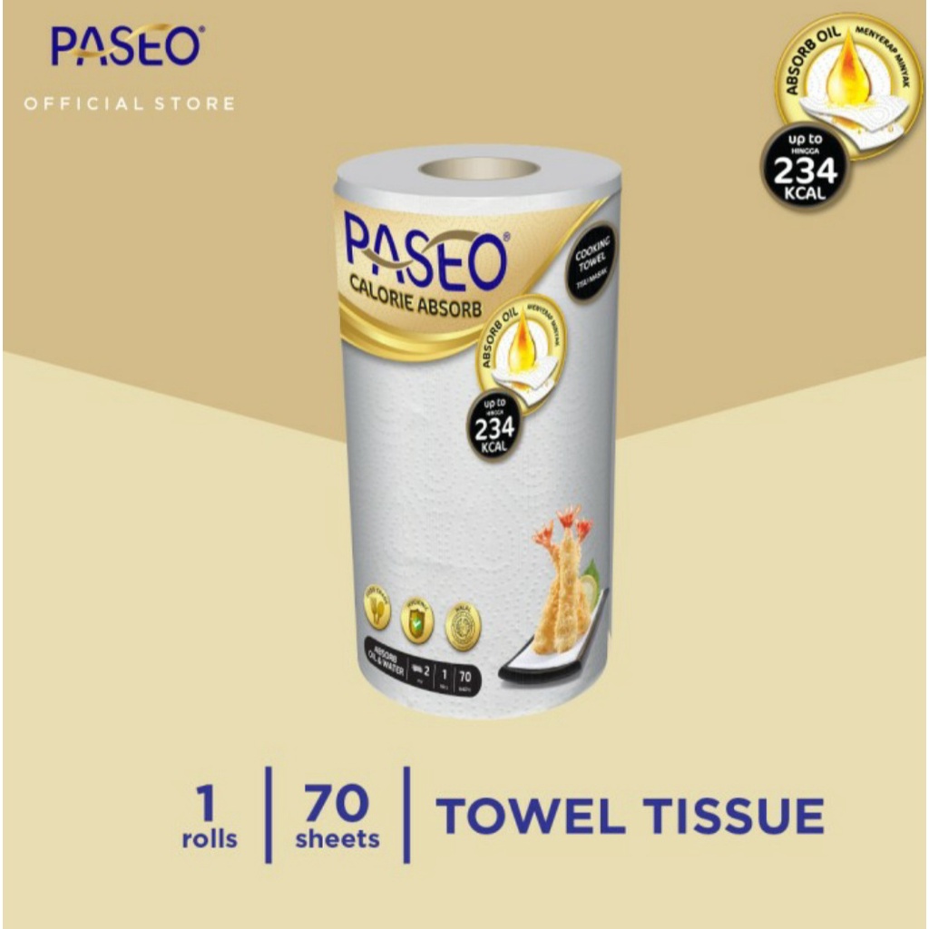 TISUE DAPUR PASEO CALORIE ABSORB  HALAL KITCHEN TISSUE TOWEL 2 PLY