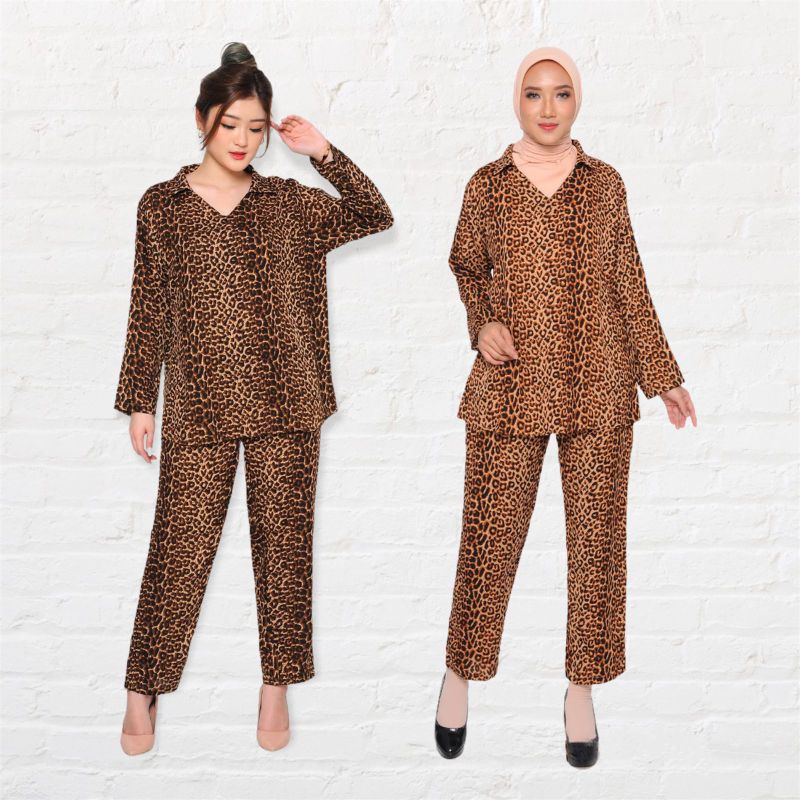 BESTSELLER ONESET LEOPARD JUMBO BAHAN RAYON PREMIUM SIZE L-XL-XXL BISA COD