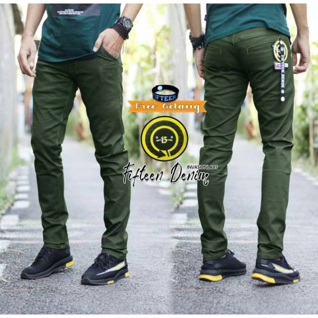  Celana  Chino Slimfit Pria Original Fifteen  Denim  Fifty One 