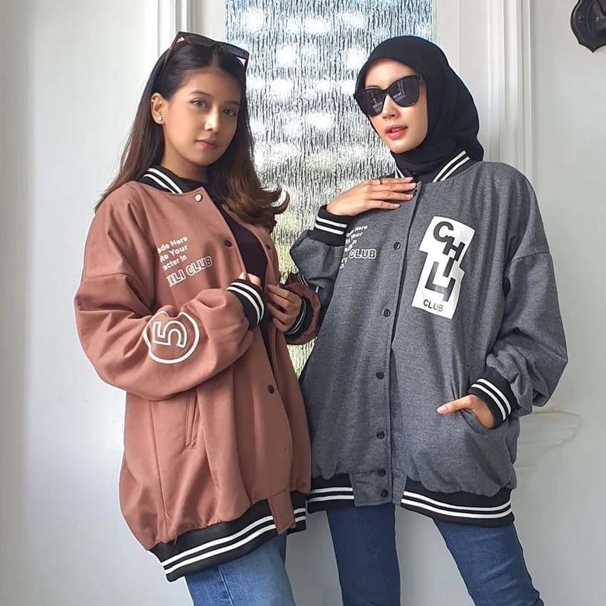 jaket wanita / chili baseball varsity oversize / jaket korean style / jacket bomber