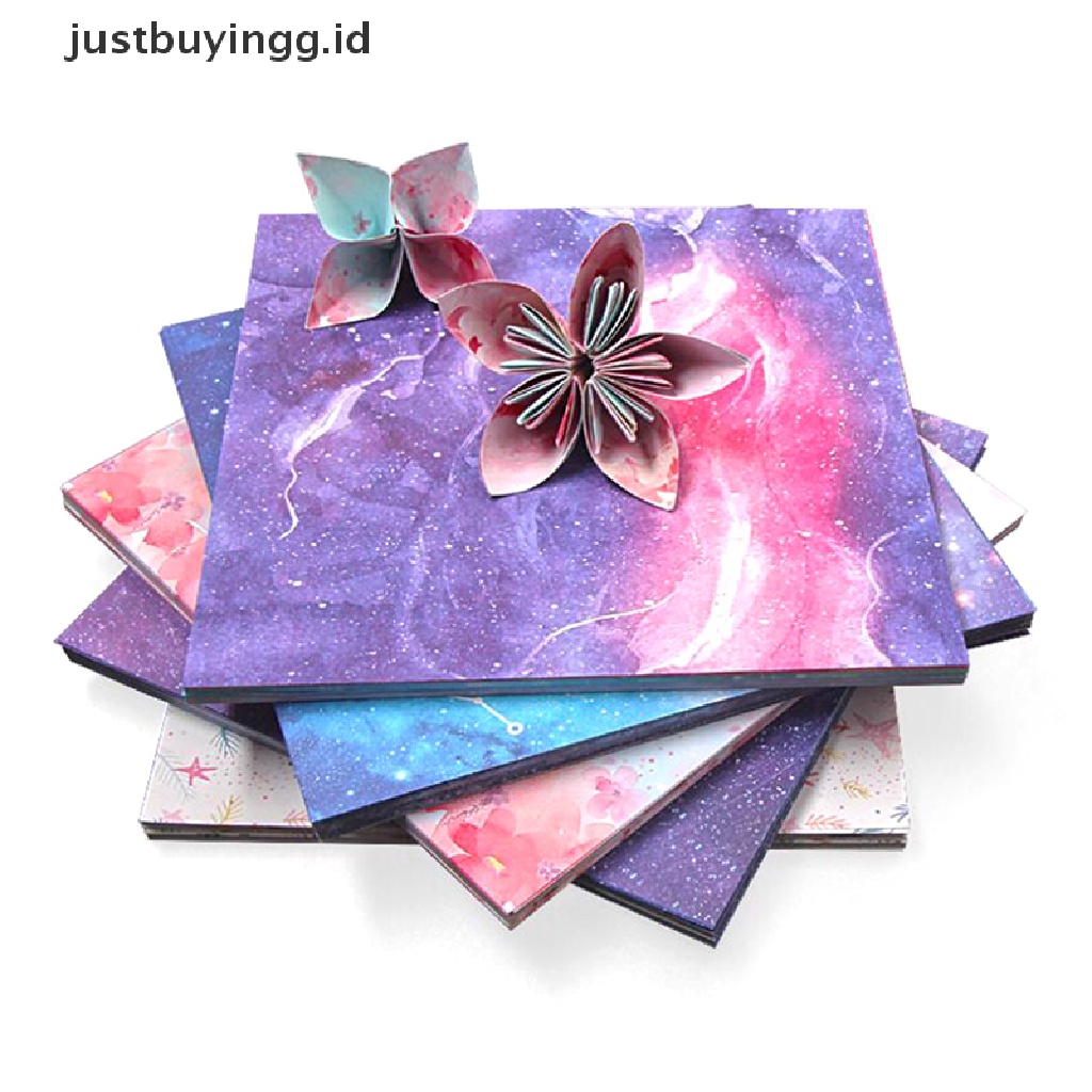 (Justbuyingg.Id) 60 / 65pcs Kertas Origami Lipat Dua Sisi Motif Bintang / Bunga Untuk Craft Diy