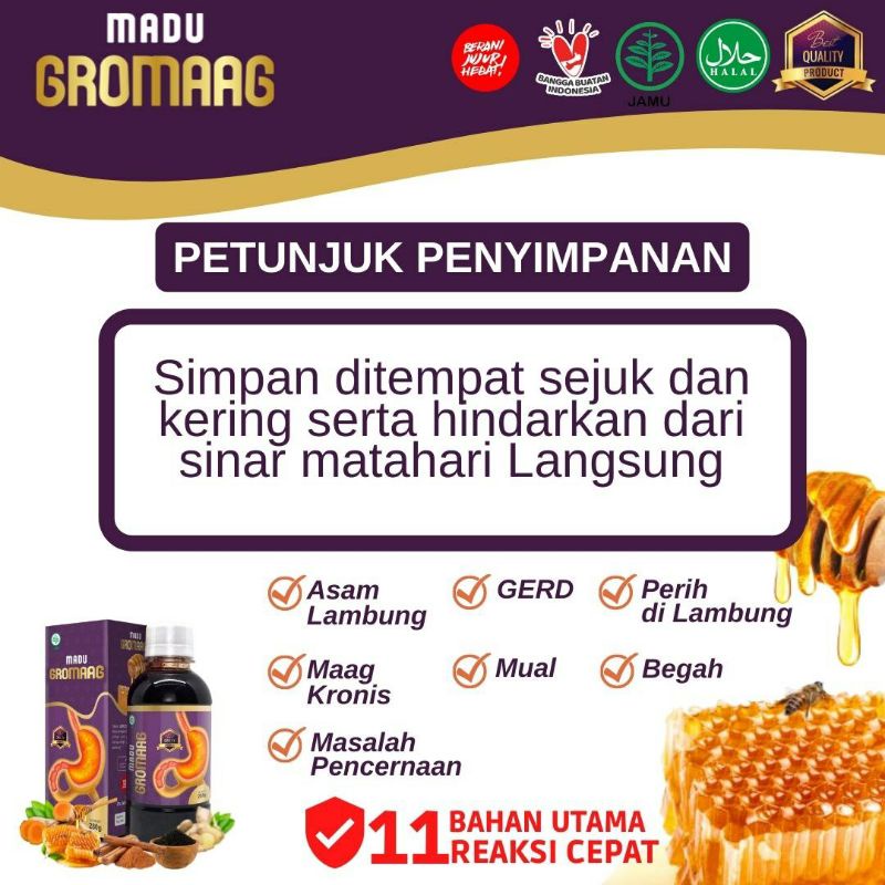 𝐎𝐫𝐢 𝟏𝟎𝟎% Madu Gromaag  - Atasi Masalah Lambung Seperti Maag, Gerd, Dan Asam Lambung dan ganguan lambung lainnya 280gr-2