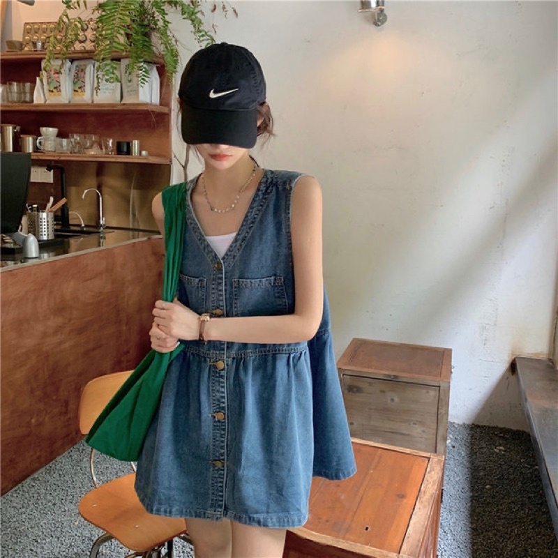 JEANS DRESS ROMPER GAUN IMPORT WANITA MX523