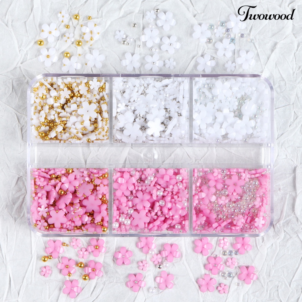 6 Grids Dekorasi Manicure Nail Art Bentuk Bunga Bahan Resin