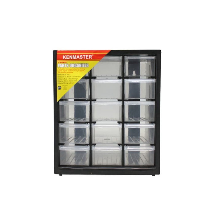 Kenmaster Rak Komponen Drawer 15 Susun - Rak spare part 15 laci kecil