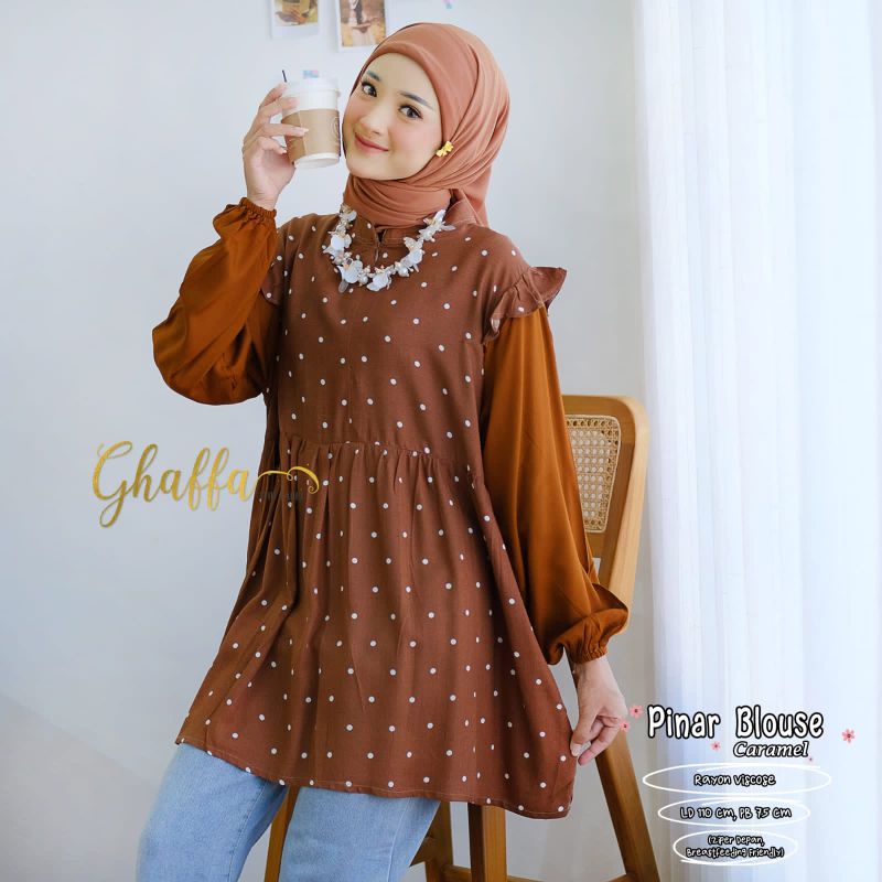 PINAR BLOUSE BY GHAFFA THE LABEL / BLOUSE MOTIF WANITA MUSLIMAH / Rayon viscose ld110