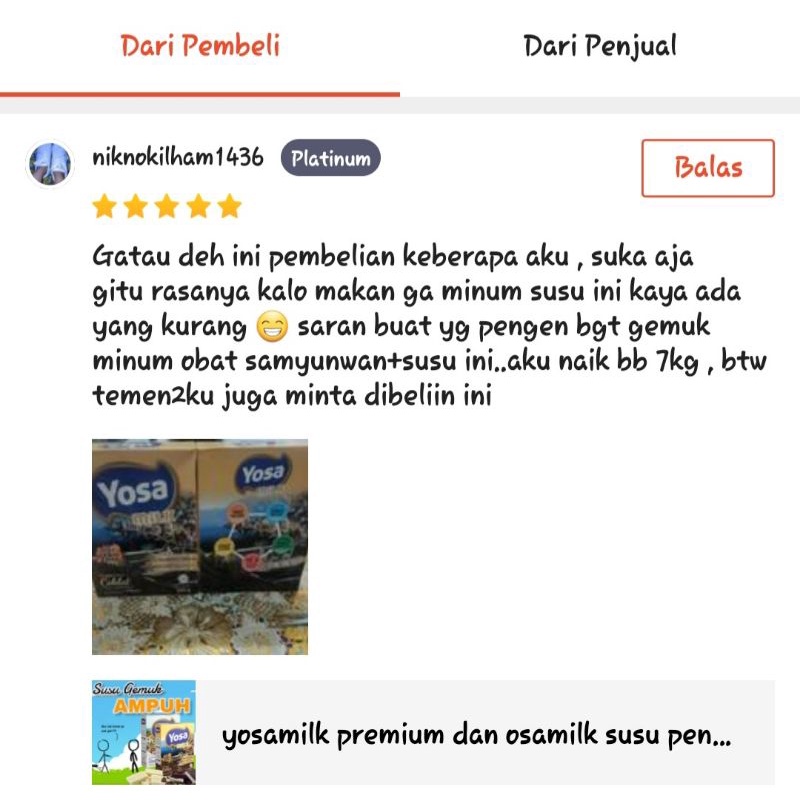 Yosamilk 500 gr PREMIUM bikin gemuk/osamilk