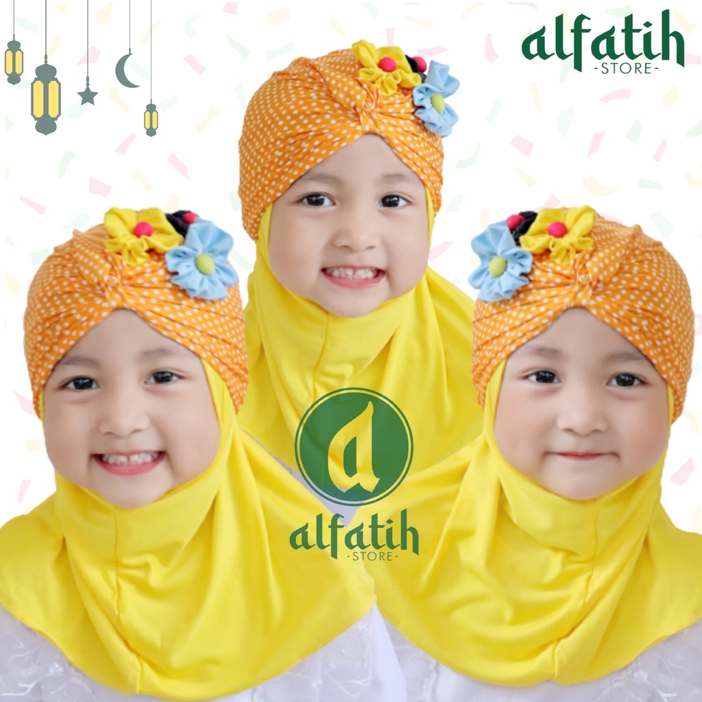 ALFATIH STORE / JILBAB ANAK TURBAN COMBI POLKA / JILBAB ANAK MURAH / HIJAB ANAK / HIJAB BAYI KHIMAR / Kerudung Anak Jilbab Hijab Anak Bayi Perempuan / pastan baby / hijab anak / Jilbab Anak bayi Usia 0-3 Tahun Bahan Jersey Premium Nyaman Di Pakai