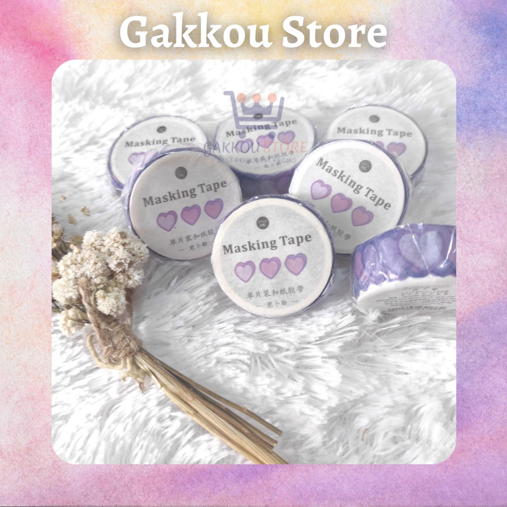

Gakkou Store Sticker Stiker Washi Masking Tape Heart Purple Ungu Aesthetic Cute