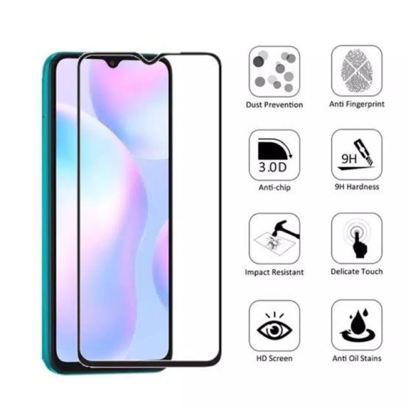 Tempered Glass Full Lem Full Layar Resmi 9 / 9A / 9C / Anti Gores Kaca