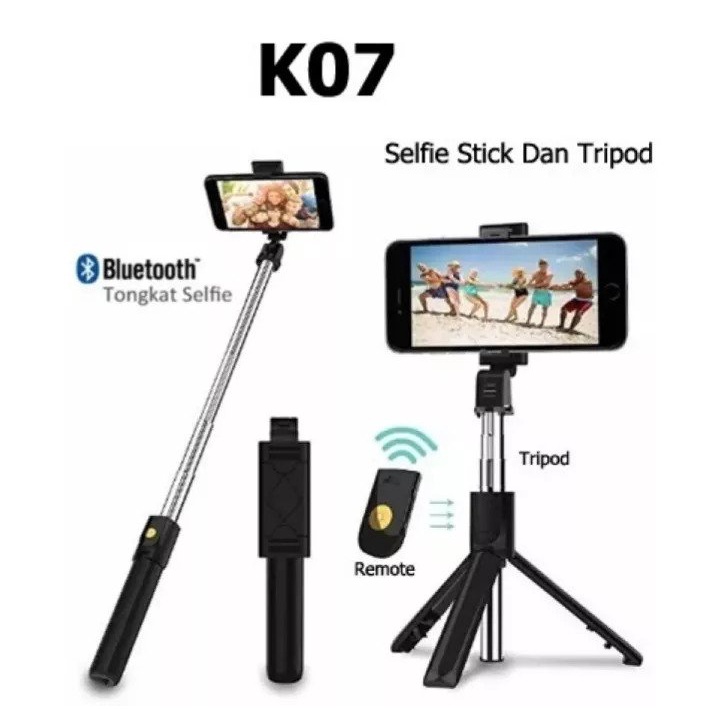 Tongsis Bluetooth + Tripod K07 - Selfie Stick Bluetooth Shutter