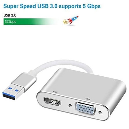 USB 3.0 To HDTV Multimedia VGA Adapter Dual Output Lexcron