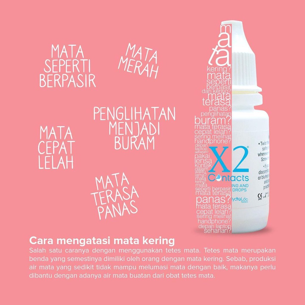 X2 CONTACTS MOISTURISING AND COMFORT DROPS Tetes air soflen mata kering sensitif x2 air softlens