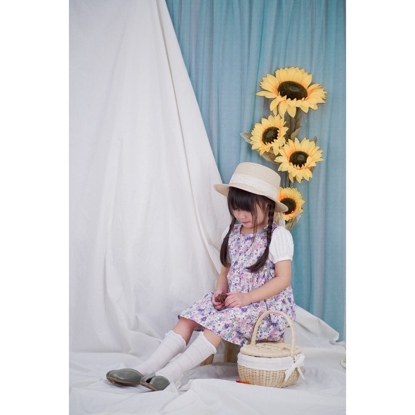 Promo !! Dress anak cewek - dress feminim - dress stack sunflower full import uk 5bln  (ungu)