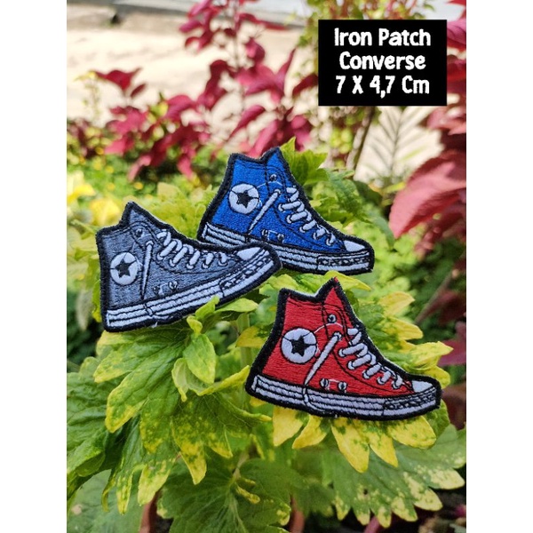 ( Tinggal Setrika ) Patch Iron Patch Bordir Sepatu Converse Emblem Baju Emblem Bordir Tambalan Jaket
