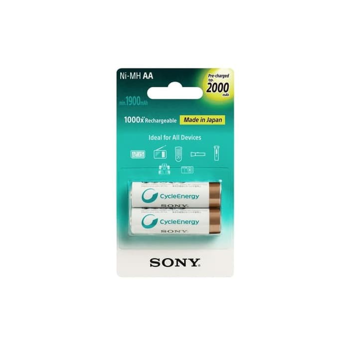 SONY BATTERY RECHAREABLE BATERAI AA NIMH 2000MAH ISI 2 PCS