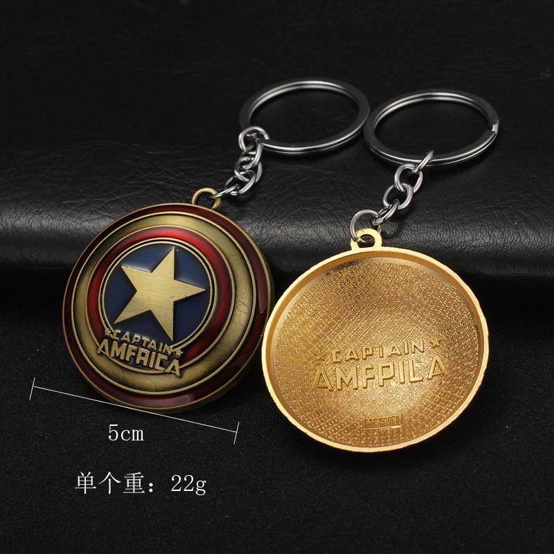 1pc Gantungan Kunci Bentuk Perisai Captain America Bahan Alloy