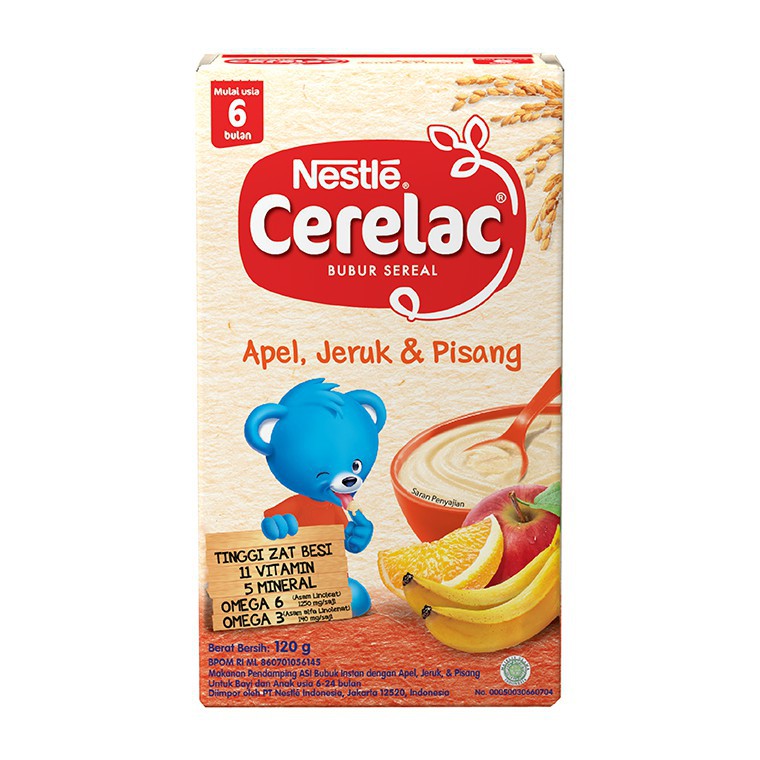 Nestle Cerelac 6+ Rasa Apel Jeruk Pisang Box 120g