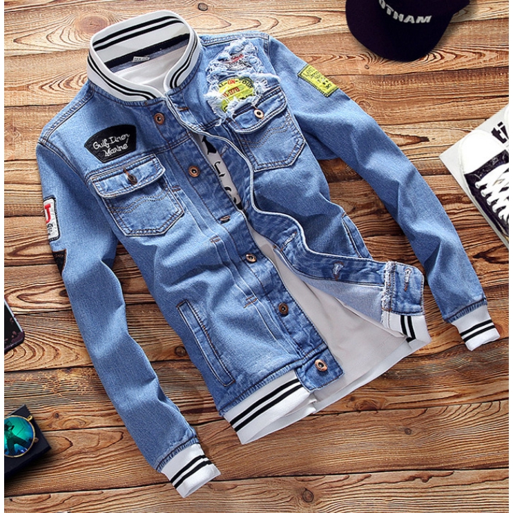 Ukuran besar Jaket pria jaket jeans trucker denim SIZE S~5XL | Shopee Indonesia