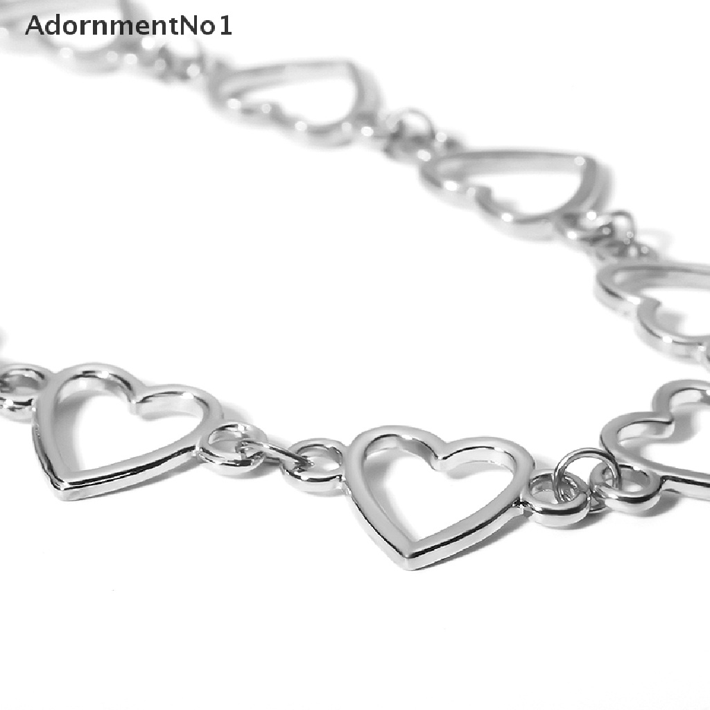 (AdornmentNo1) Kalung Choker Rantai Pendan Hati Hollow Gaya Punk