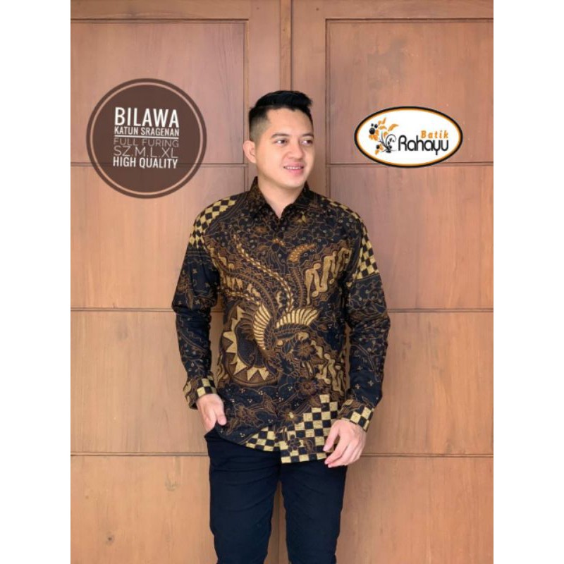 Kemeja Batik Lengan Panjang Pria Batik Pria Hitam Lengan Panjang BILAWA