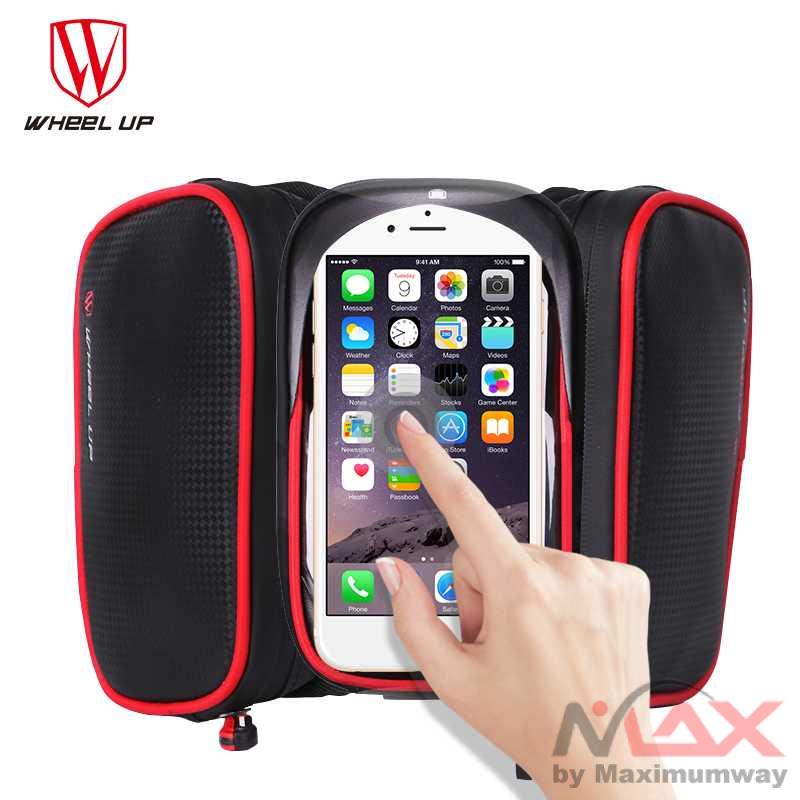 Wheel Up Tas Sepeda Double Bag Smartphone 6.2 Inch - T1333 Warna Hitam Silver