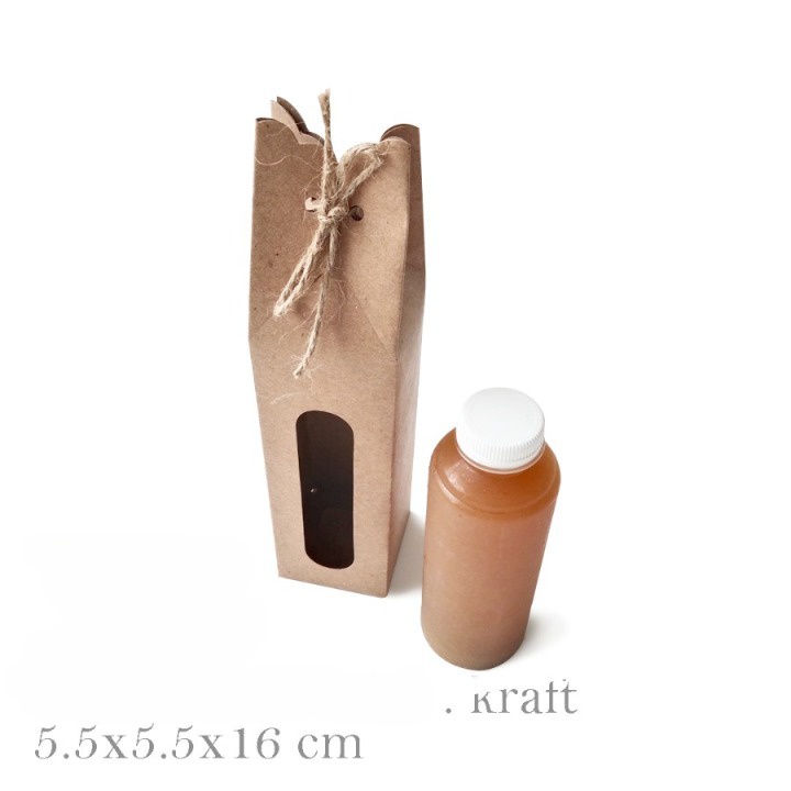 

10 pcs Tumbler Box Cokelat Polos Kardus Tenteng Kemasan Hampers Dus Souvenir Botol Ukuran 5,5x5,5x16 cm