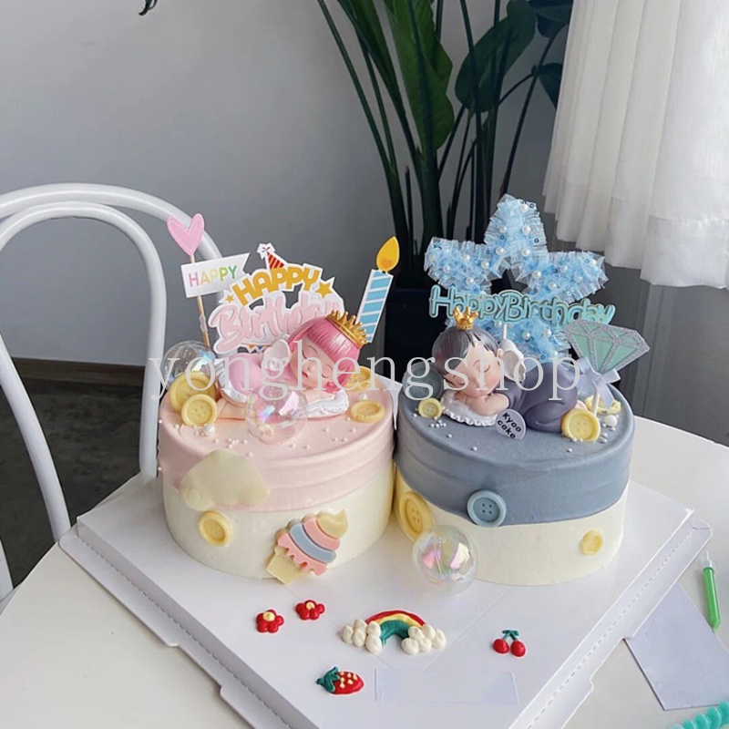 Topper Kue Cupcake Desain Balon Happy Birthday Untuk Dekorasi Baby Shower