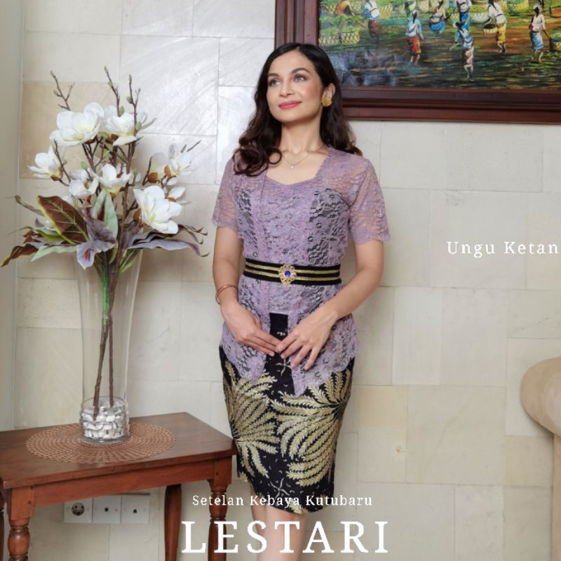 Setelan Kebaya Kutubaru Modern Lengan Pendek Brokat Lestari