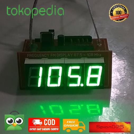 Counter FM Display - Frequency FM Digital - 4 Digit HIJAU Asli