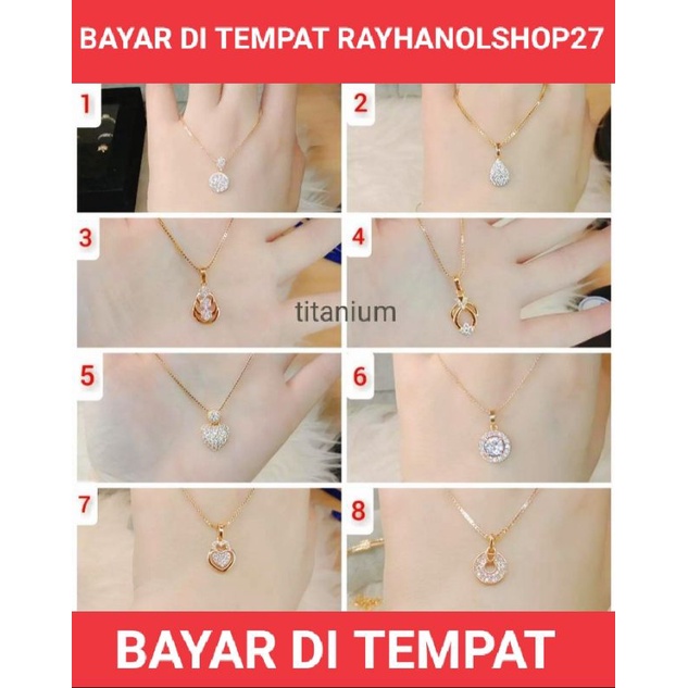 perhiasan wanita dewasa dan Remaja kalung free liontin titanium motif pilihan warna dan model nya,