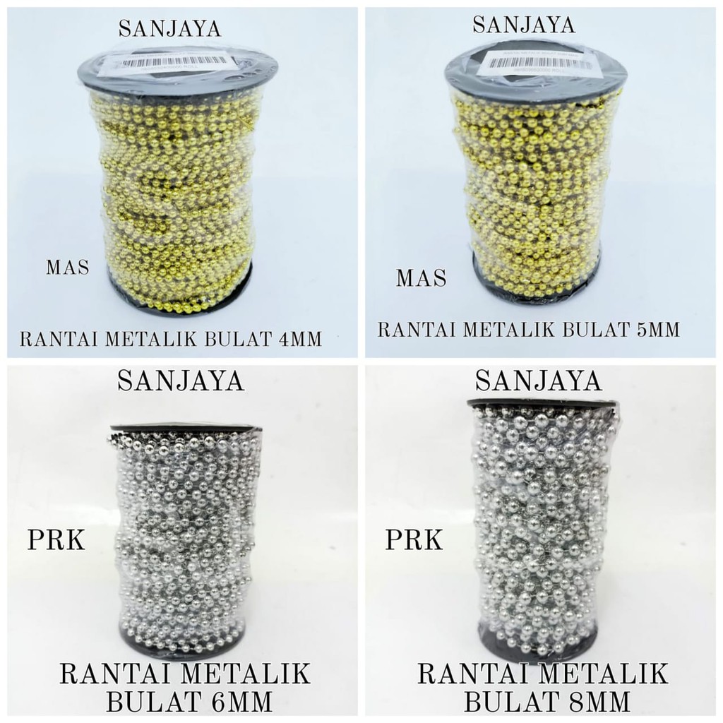 RANTAI LADA RENTENG / MUTIARA RANTAI GOLD &amp; SILVER / PAREL MUTIARA / RANTAI METALIK BULAT (3MM - 8MM)