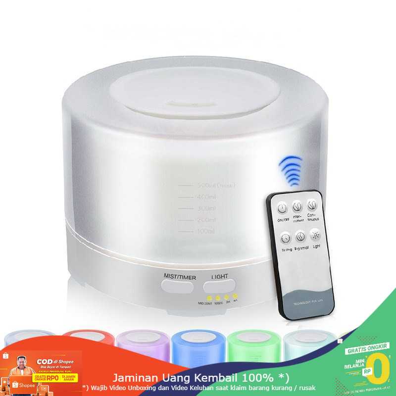 (BISA COD) RVOSTR  HUMI Humidifier 7 Color 500ml + Remote Control - HUMI H14A