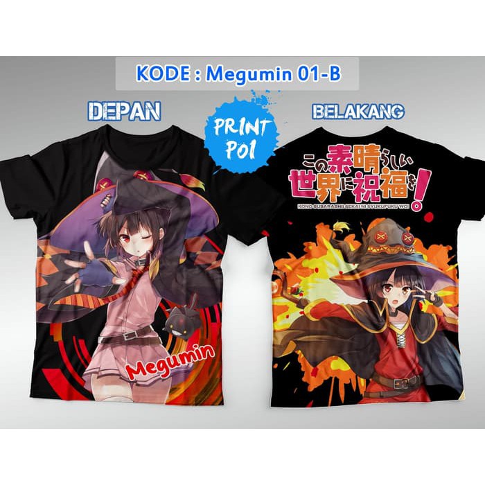 Kaos Fullprint Konosuba Megumin [ Kaos Full Print Anime ]