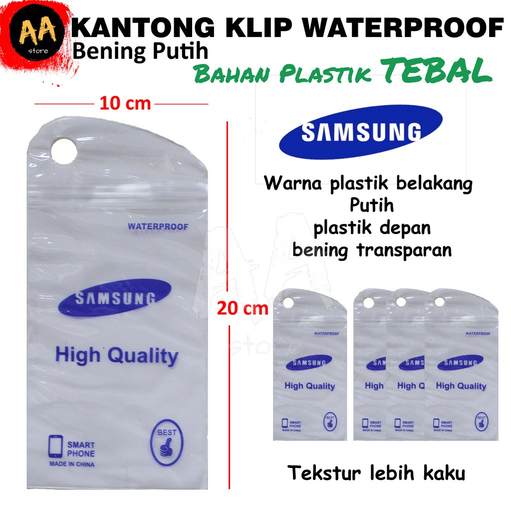 10x20 cm Kantong Plastik Waterproof HP Klip Pembungkus Kemasan Bening Ziplock Pouch Tas Kantong