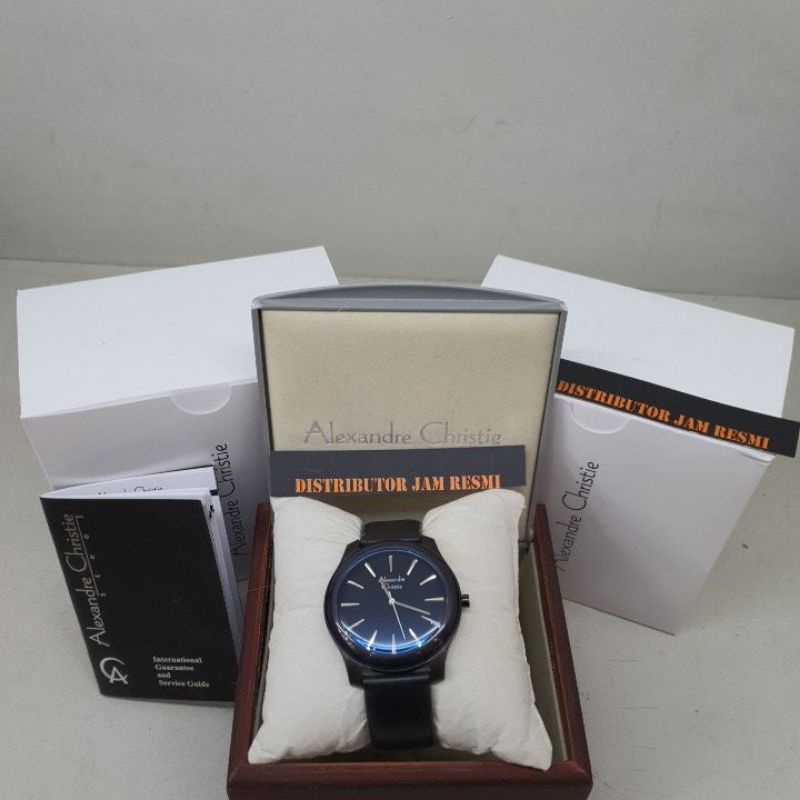 Jam Tangan Pria Alexandre Christie AC8532MH AC 8532 MH AC8532 MH AC 8532MH Black Grey Leather