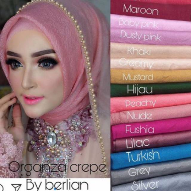 Segi empat premium Organza crepe berlian hijab kondangan wisuda Merk Nazilla ORIGINAL pengantin