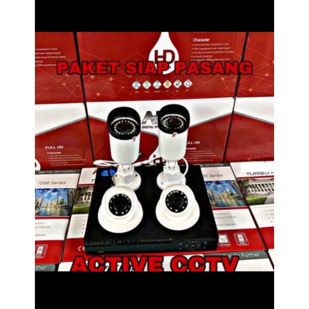 PAKET CCTV 4 CAMERA 4MP 1080P FULL HD LENGKAP TGGL PASANG 8CH