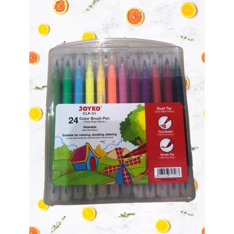 

CLP - 31 Clp31 Dual tip brush Pen / Color Brush Pen / Pena Kuas Warna Joyko