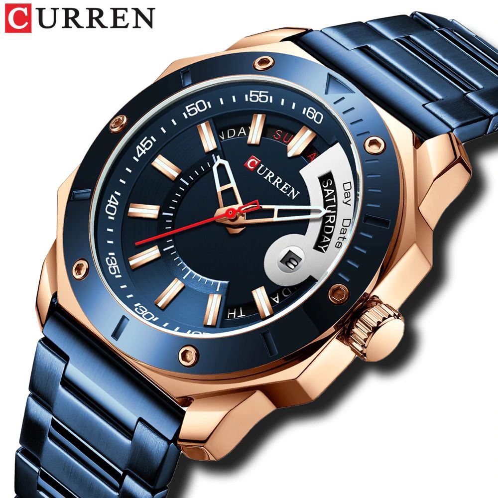 CURREN 8344 Jam Tangan Pria Analog Stainless Steel Chronograph Aktif Luminous Display WATCHKITE WKOS