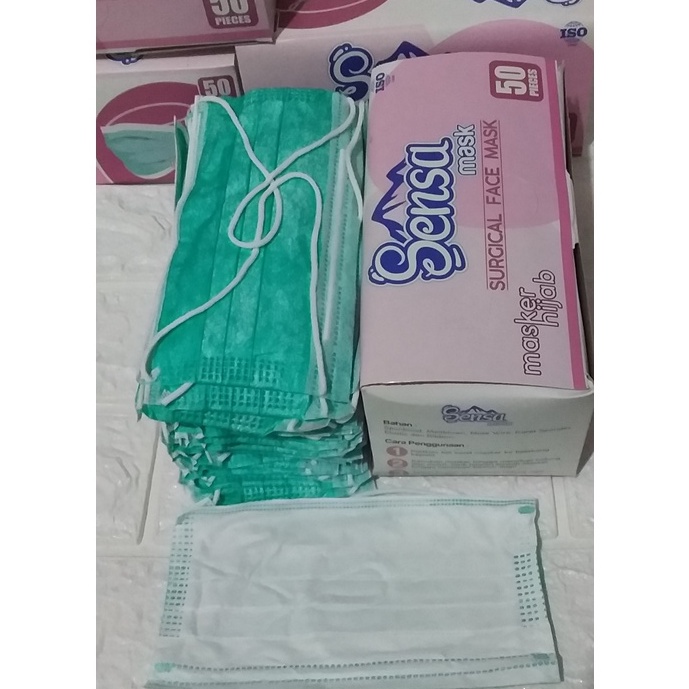 Masker Surgical sensa hijab 3ply masker medis kemenkes AKD isi50