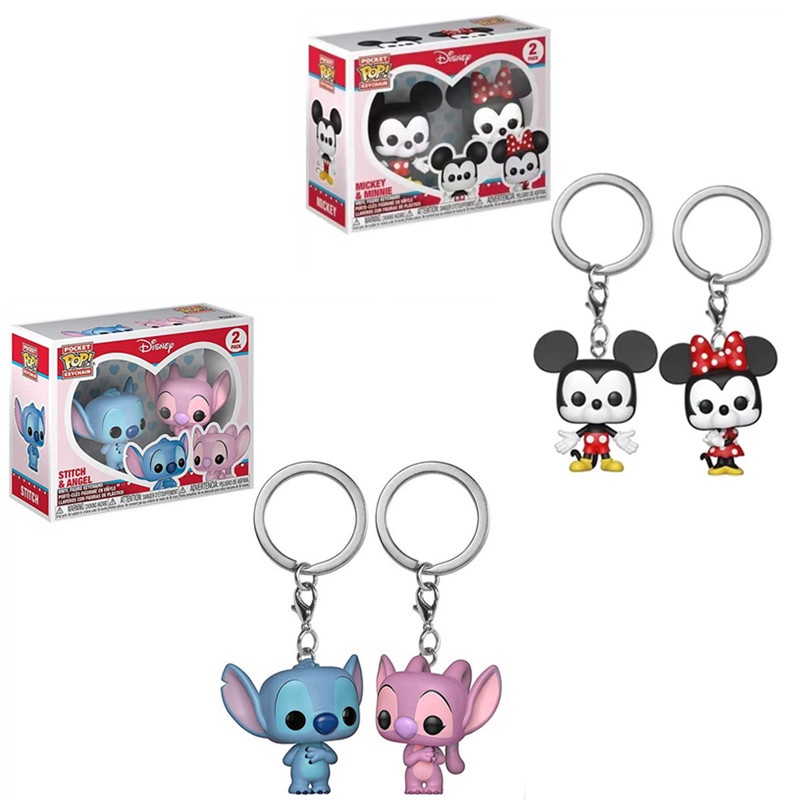 2pcs / set Funko POP Disney Mickey Minnie Gantungan Kunci Bahan PVC Untuk Koleksi / Hadiah