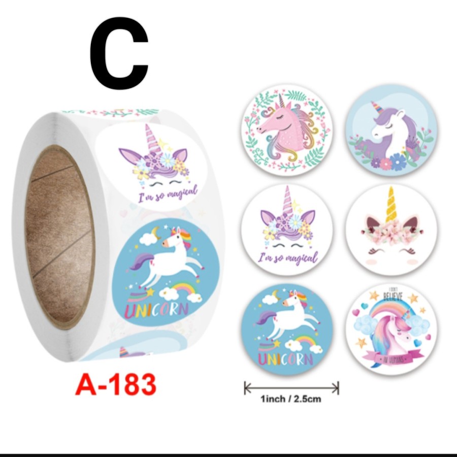 Sticker Stiker Setiker Roll Gulung Stiker Anak motif lucu Unicorns