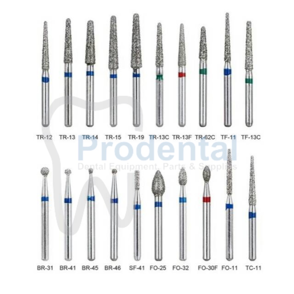 Dental diamond bur / bur high speed / bur gigi intan / bur pita biru kuning merah 1 pcs