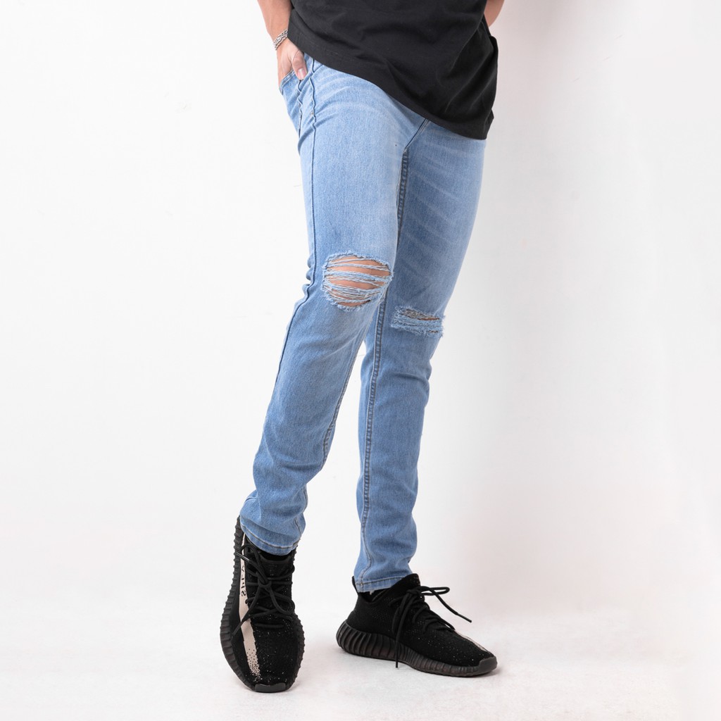 Celana Ripped Jeans Pria / Celana Jeans Sobek Bahan Stretch Denim - (UJ-23)