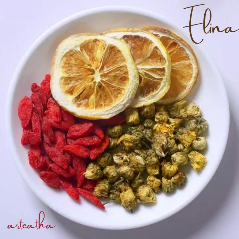 

Elina tea ( per sachet)- Goji berry + lemon + baby chrysant